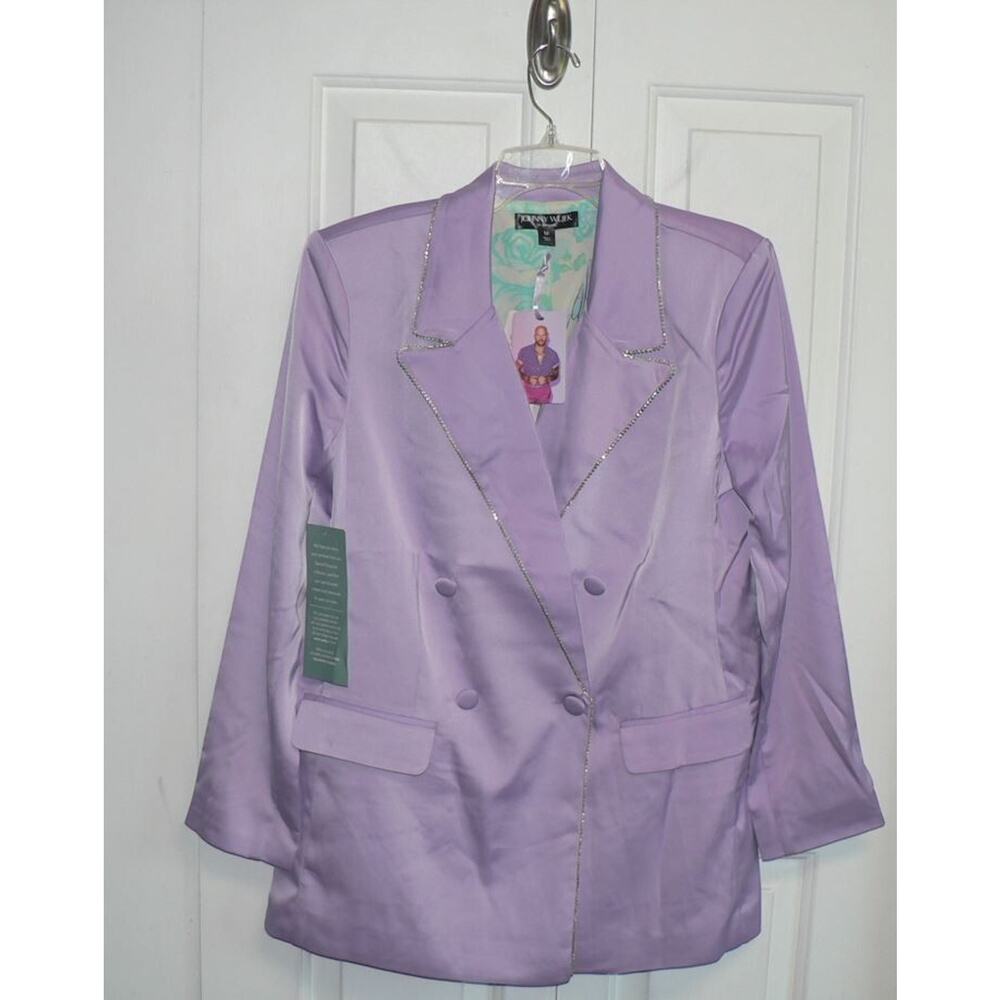 Johnny Wujek Women's Embossed Suit Jacket Blazer in‎ Lillac Breeze Medium $199